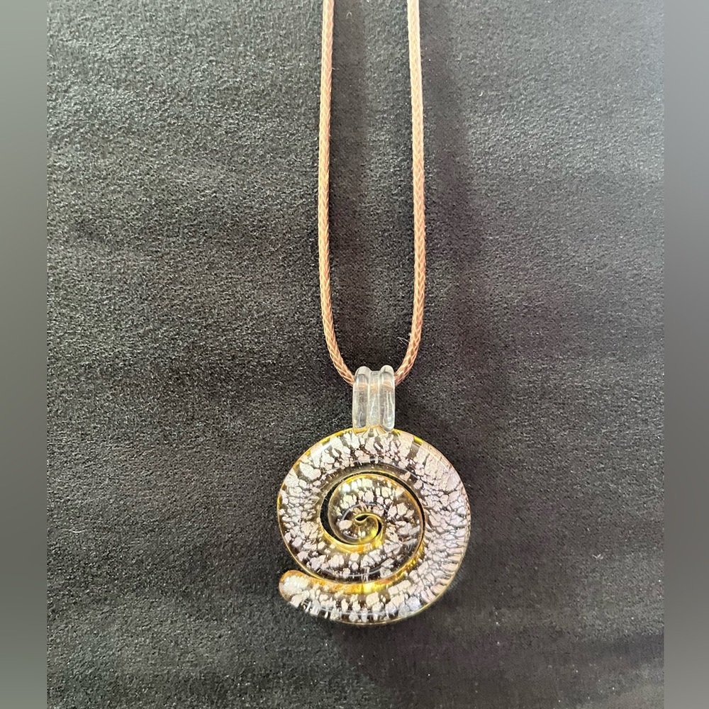 Glass Gold Spiral Pendant with necklace
